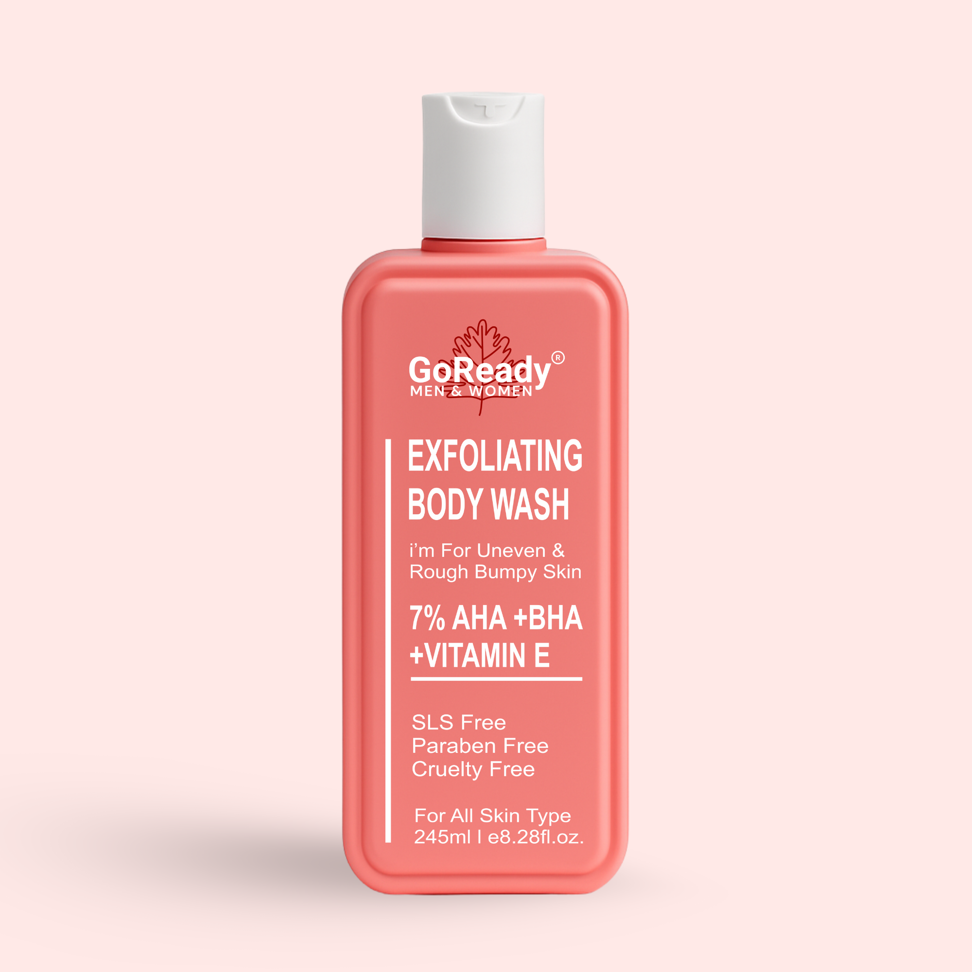 GoReady® 7% AHA BHA Exfoliating Body Wash, De-Tan Glycolic & Salicylic Acid Shower Gel  (245ml)