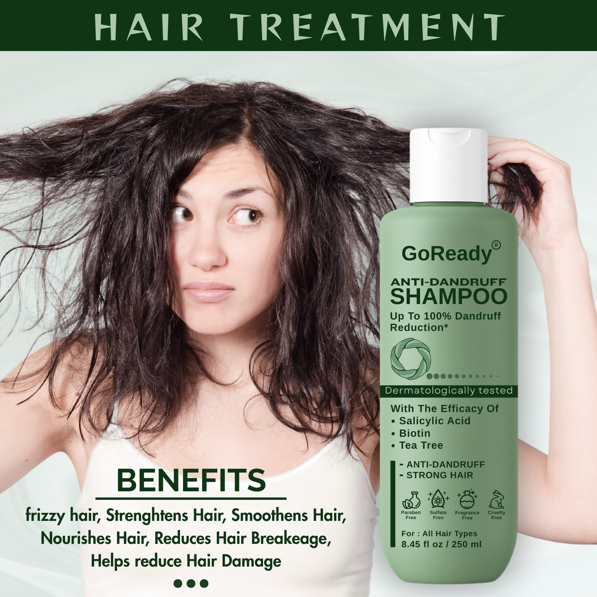 GoReady® Anti-Dandruff Shampoo - Strengthens Hair with Salicylic Acid & Biotin  (250 ml)