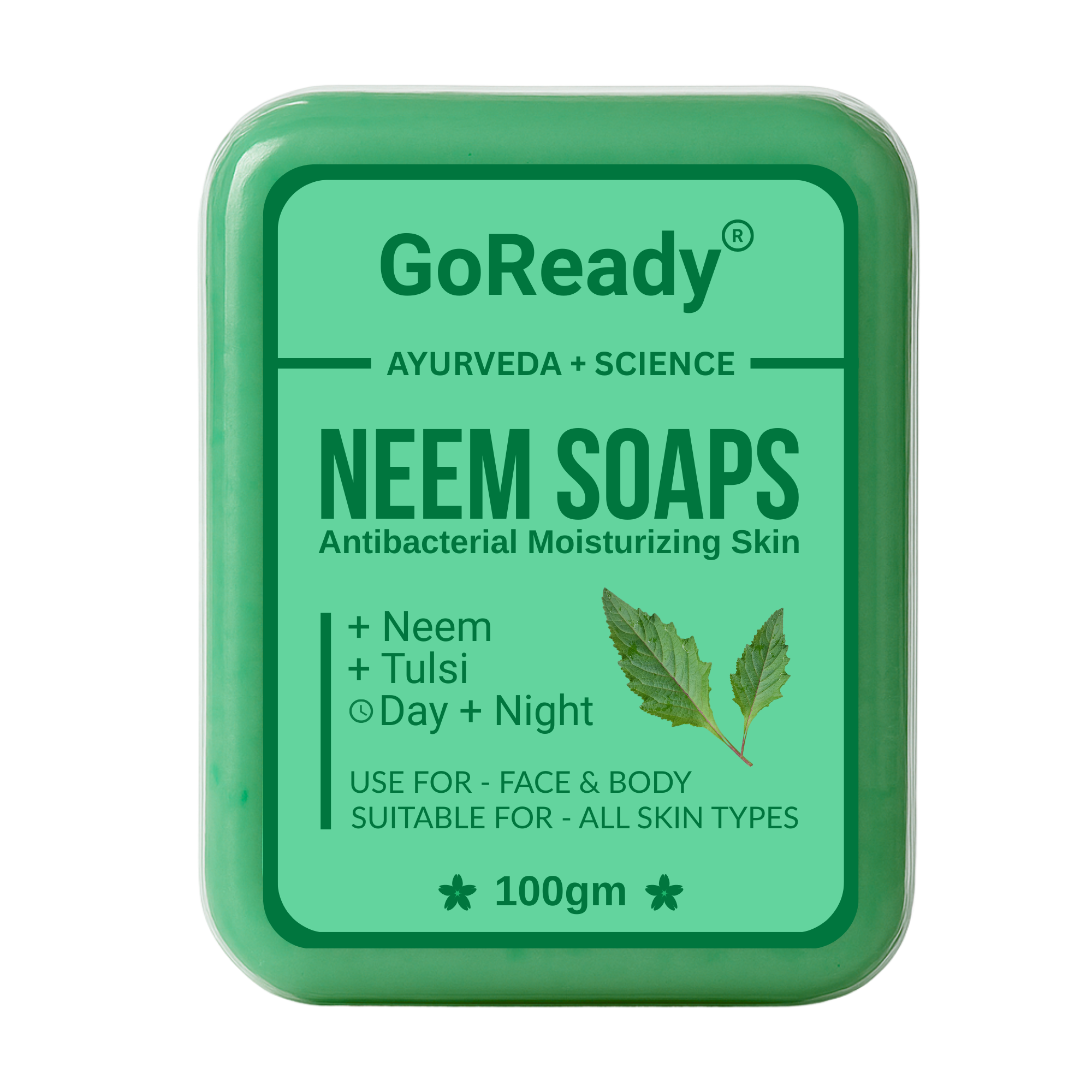 GoReady® NEEM SOAPS | Neem & Tulsi | Antibacterial Moisturizing Skin | All Skin Types  (100gm)