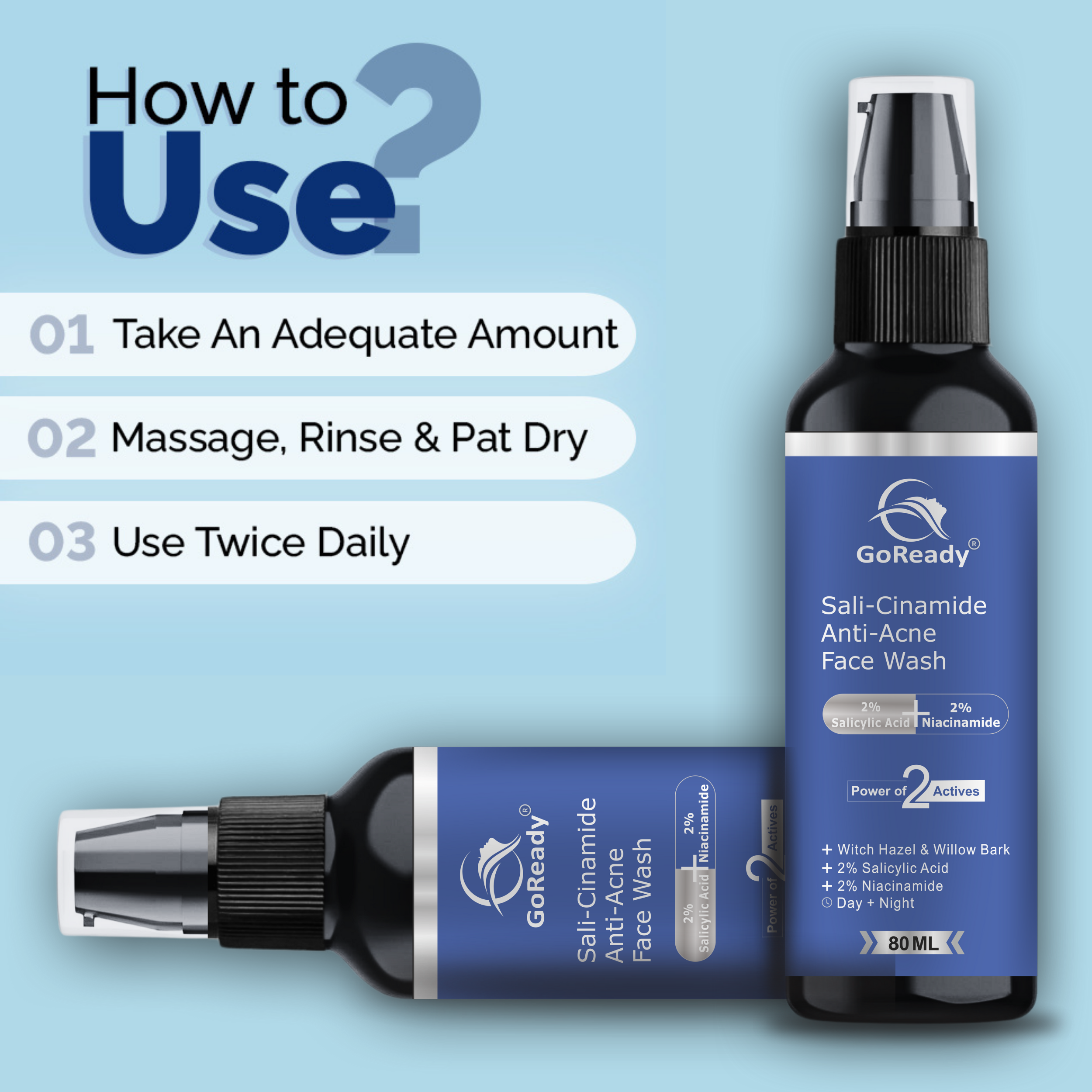 GoReady® Sali-Cinamide Anti-Acne with 2% Salicylic Acid & 2% Niacinamide Face Wash  (80ml)