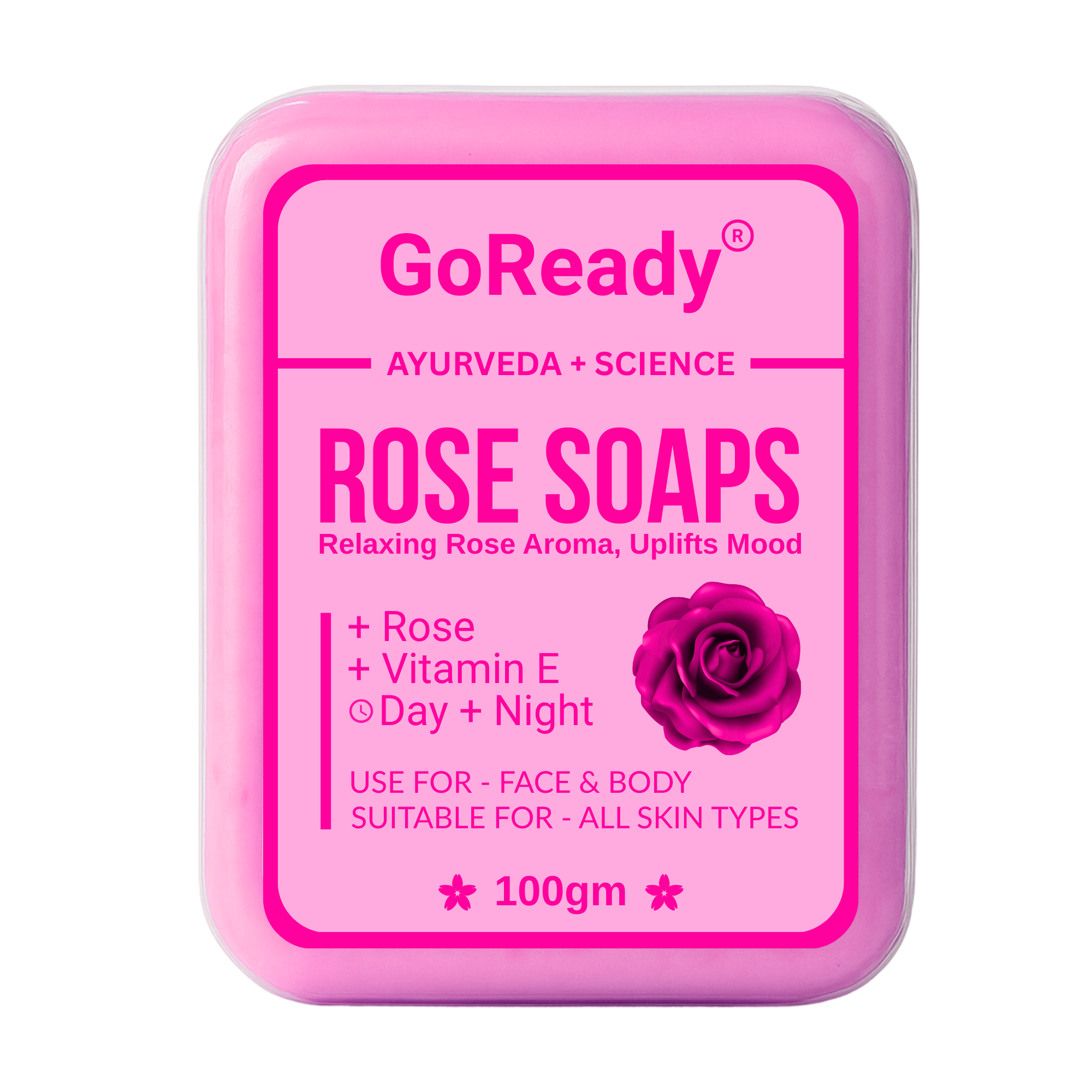 GoReady® ROSE SOAPS | Rose & Vitamin E | Relaxing Rose Aroma, Uplifts Mood | All Skin Types  (100gm)