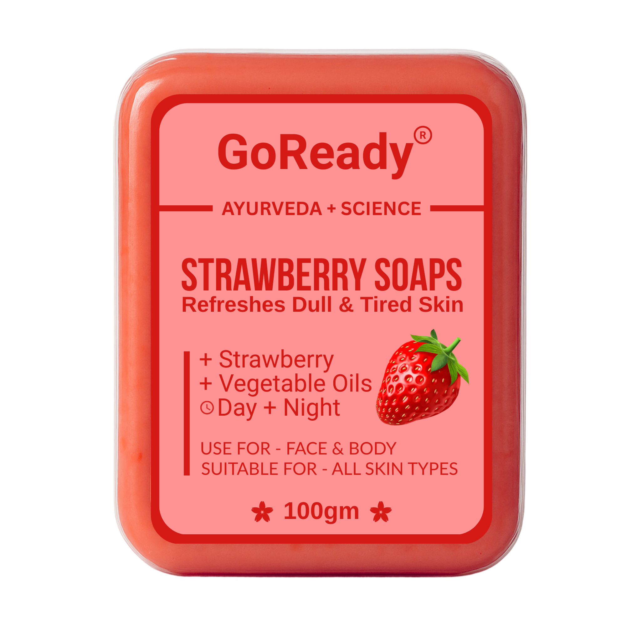 GoReady® STRAWBERRY SOAPS | Strawberry & Vegetable Oils | Refreshes Dull & Tired Skin | All Skin Types  (100gm)
