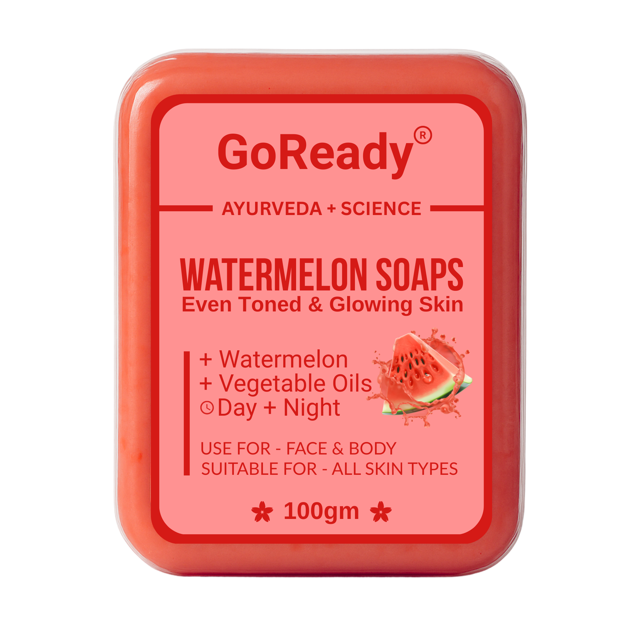 GoReady® WATERMELON SOAPS | Watermelon & Vegetable Oils | Even Toned & Glowing Skin | All Skin Types  (100gm)