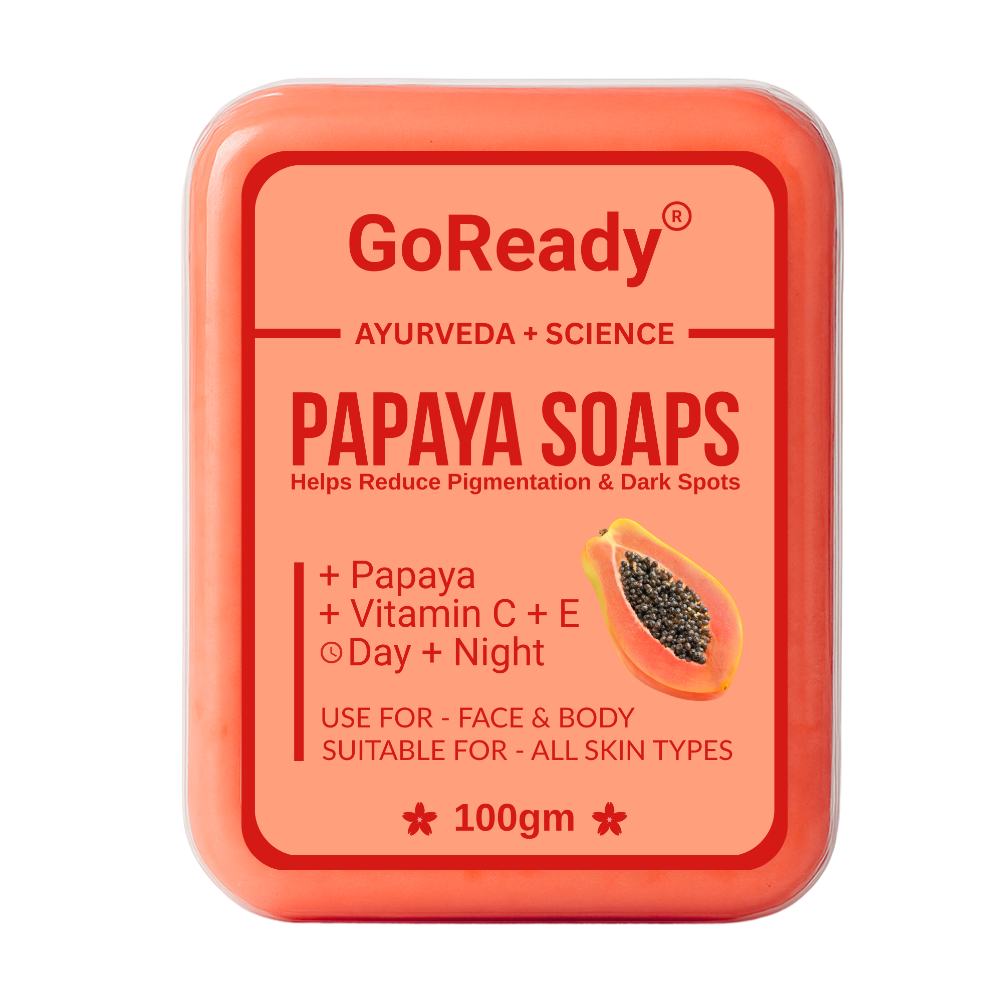 GoReady® PAPAYA SOAPS | Sandalwood & Saffron | DeTan & Glowing Brightening Skin | All Skin Types  (100gm)