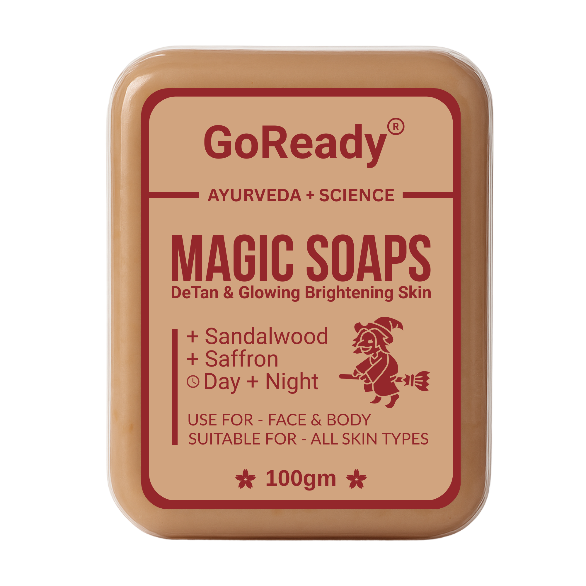 GoReady® MAGIC SOAPS | Sandalwood & Saffron | DeTan & Glowing Brightening Skin | All Skin Types  (100gm)