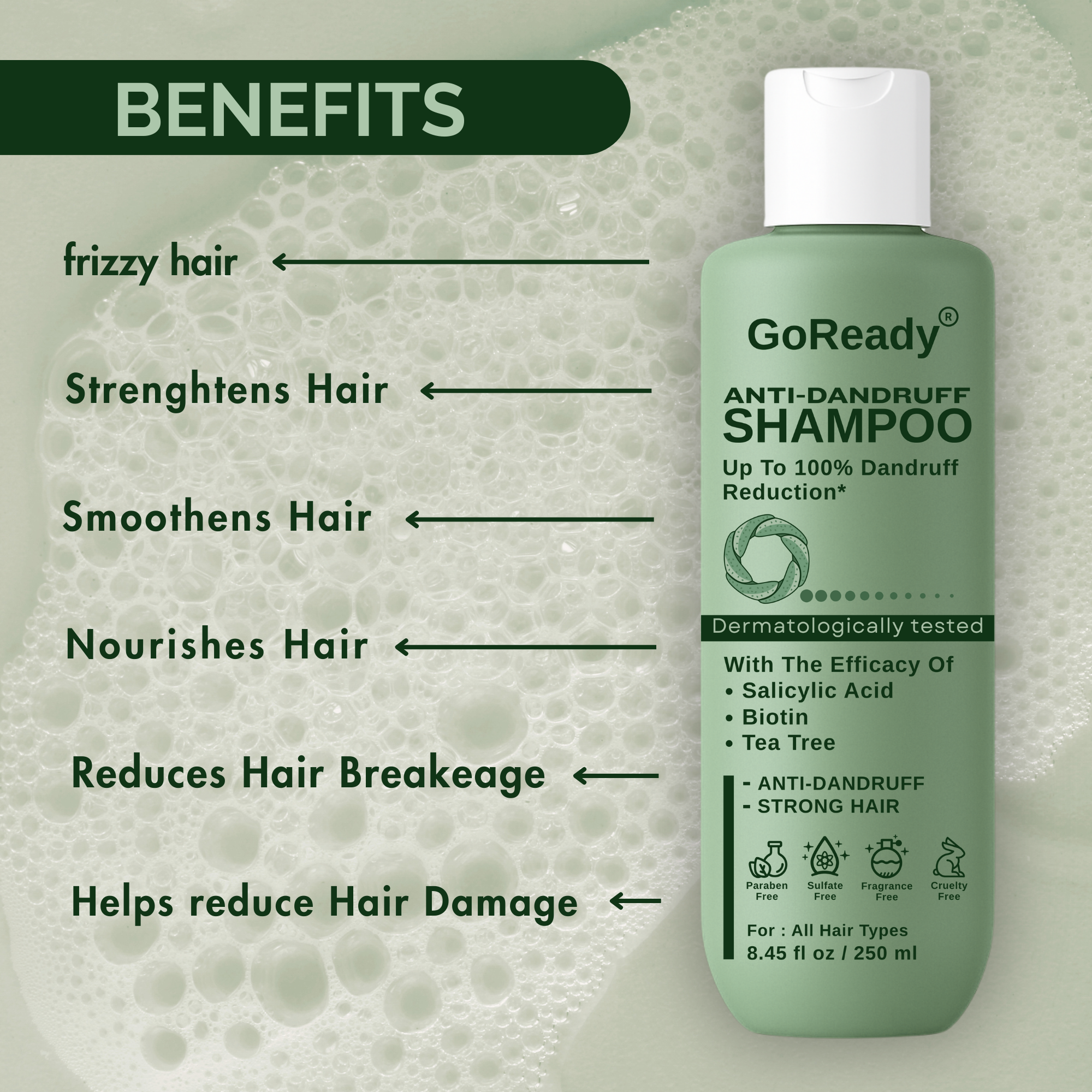 GoReady® Anti-Dandruff Shampoo - Strengthens Hair with Salicylic Acid & Biotin  (250 ml)