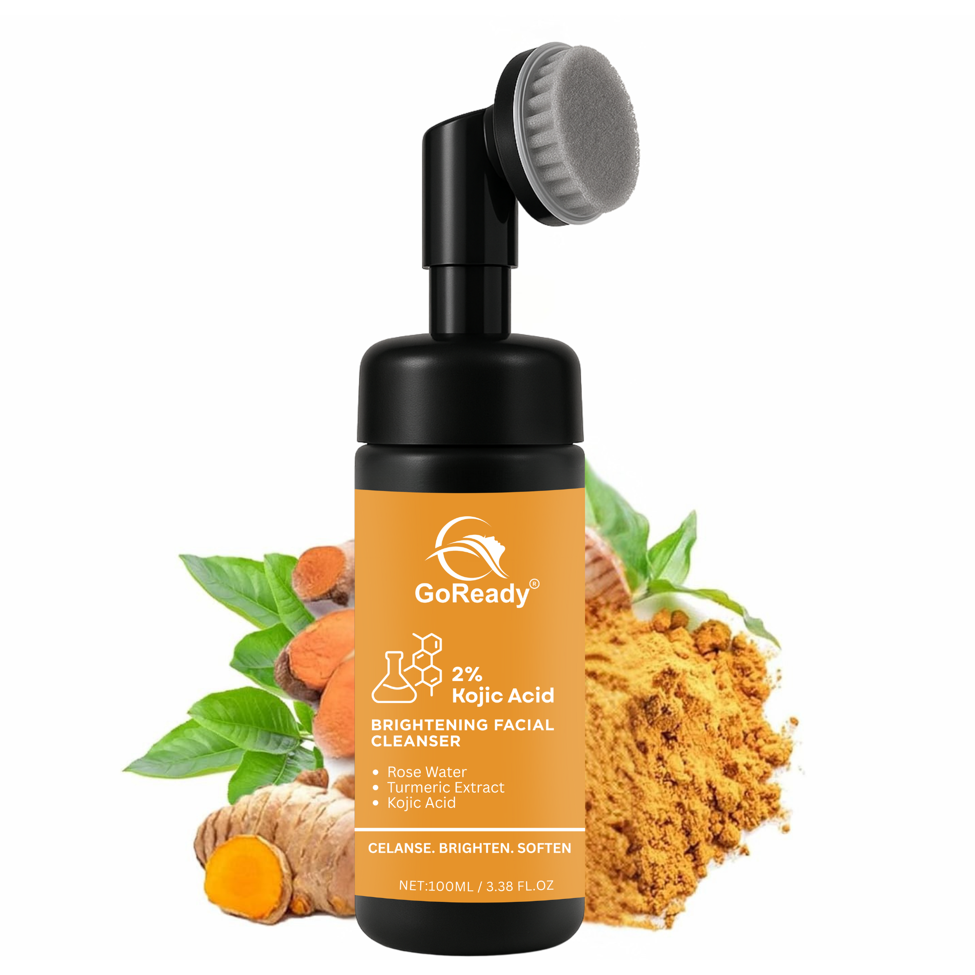 GoReady® 2% Kojic Acid Face Wash, Turmeric , Turmeric Facial Cleanser, Turmeric Foaming Cleanser for All Skin, 3.38 Fl Oz/pcs Face Wash  (100 ml)