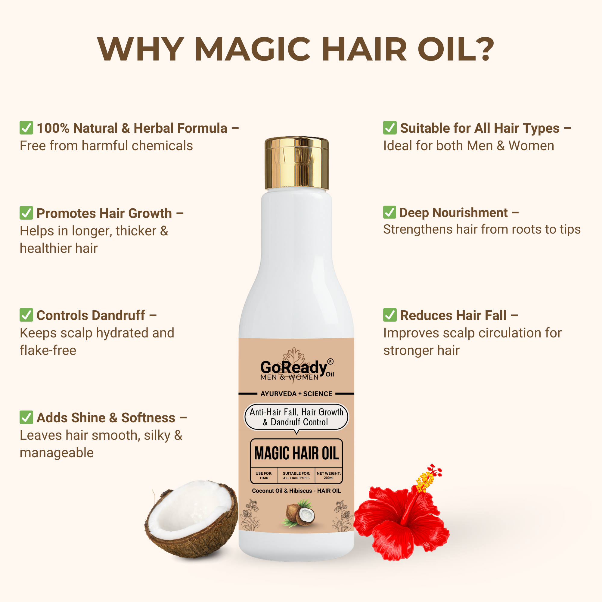 GoReady® Magic Hair Oil, Reduces Hairfall, Supports New Hair Growth, 21 Ayurvedic Hair Oil  (200 ml)