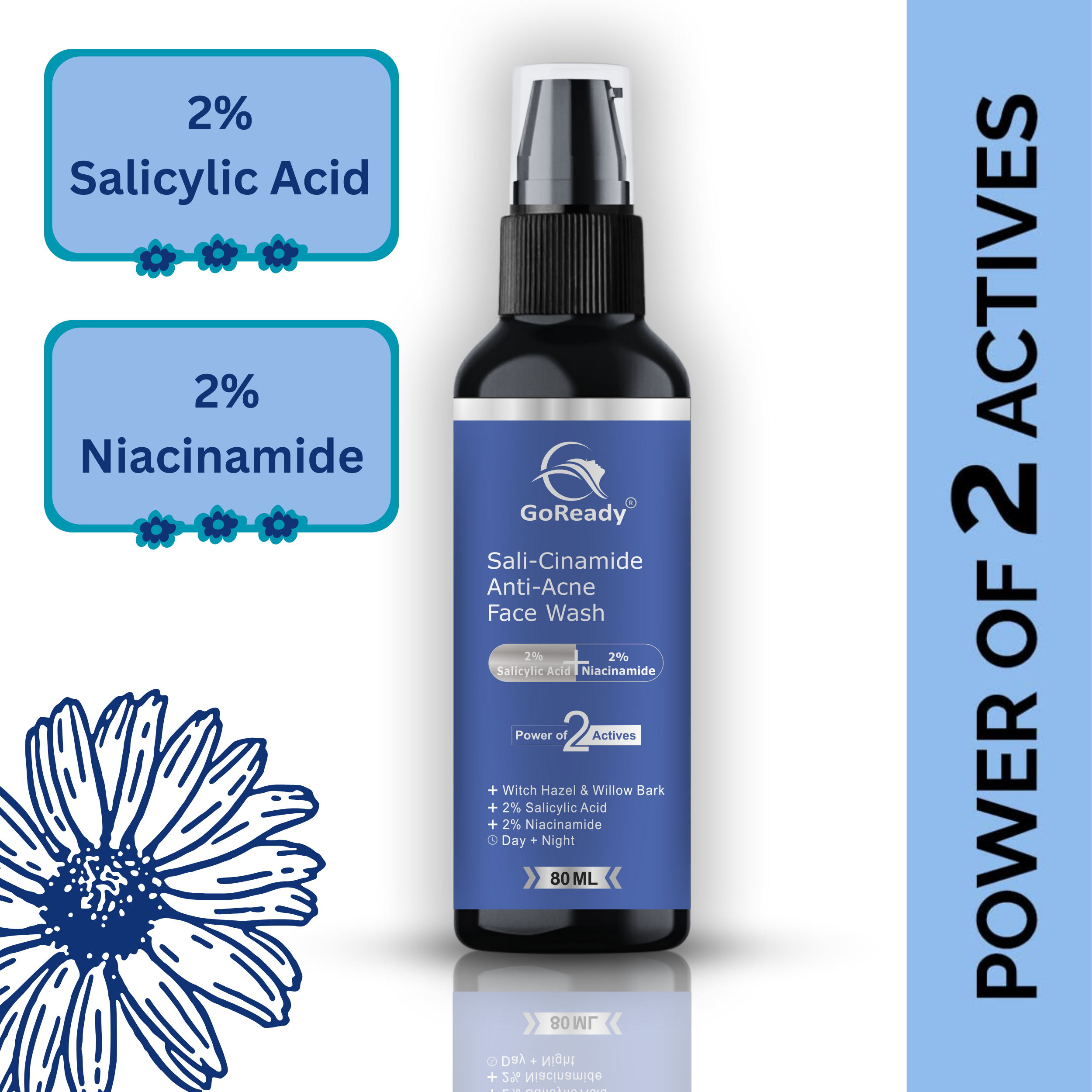 GoReady® Sali-Cinamide Anti-Acne with 2% Salicylic Acid & 2% Niacinamide Face Wash  (80ml)
