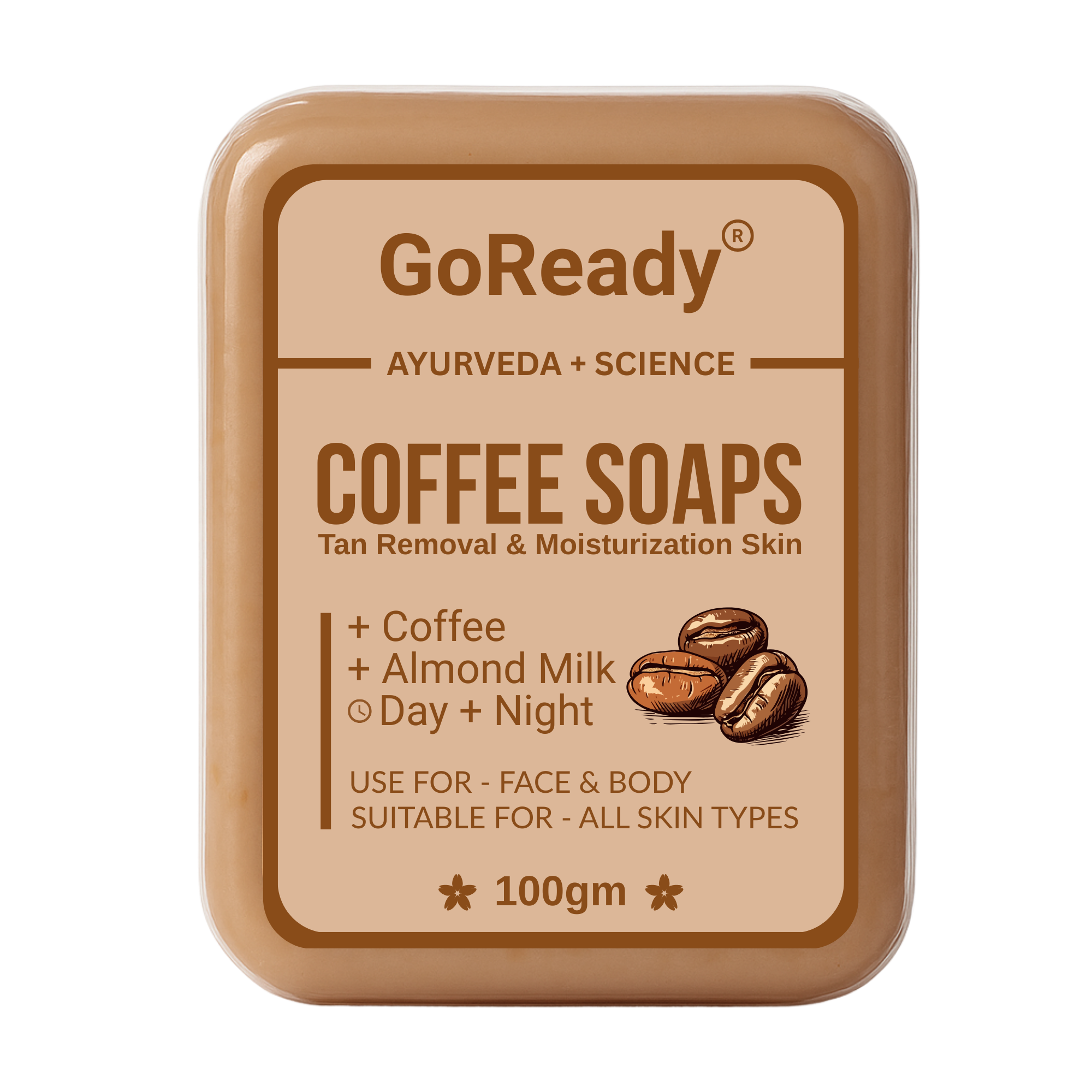 GoReady® COFFEE SOAPS | Coffee & Almond Milk | Tan Removal & Moisturization Skin | All Skin Types  (100gm)