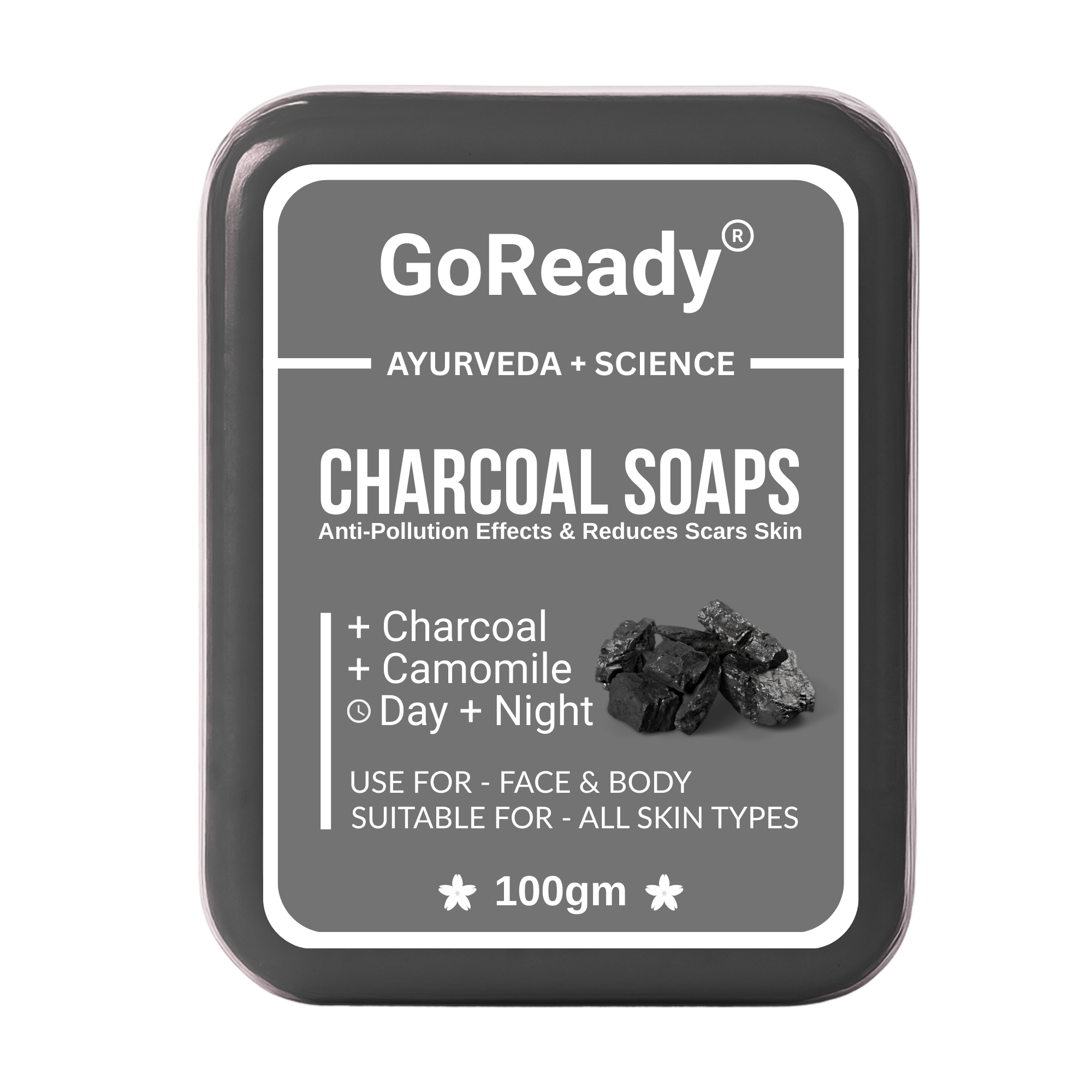 GoReady® CHARCOAL SOAPS | Charcoal  & Camomile | Anti-Pollution Effects & Reduces Scars Skin | All Skin Types  (100gm)