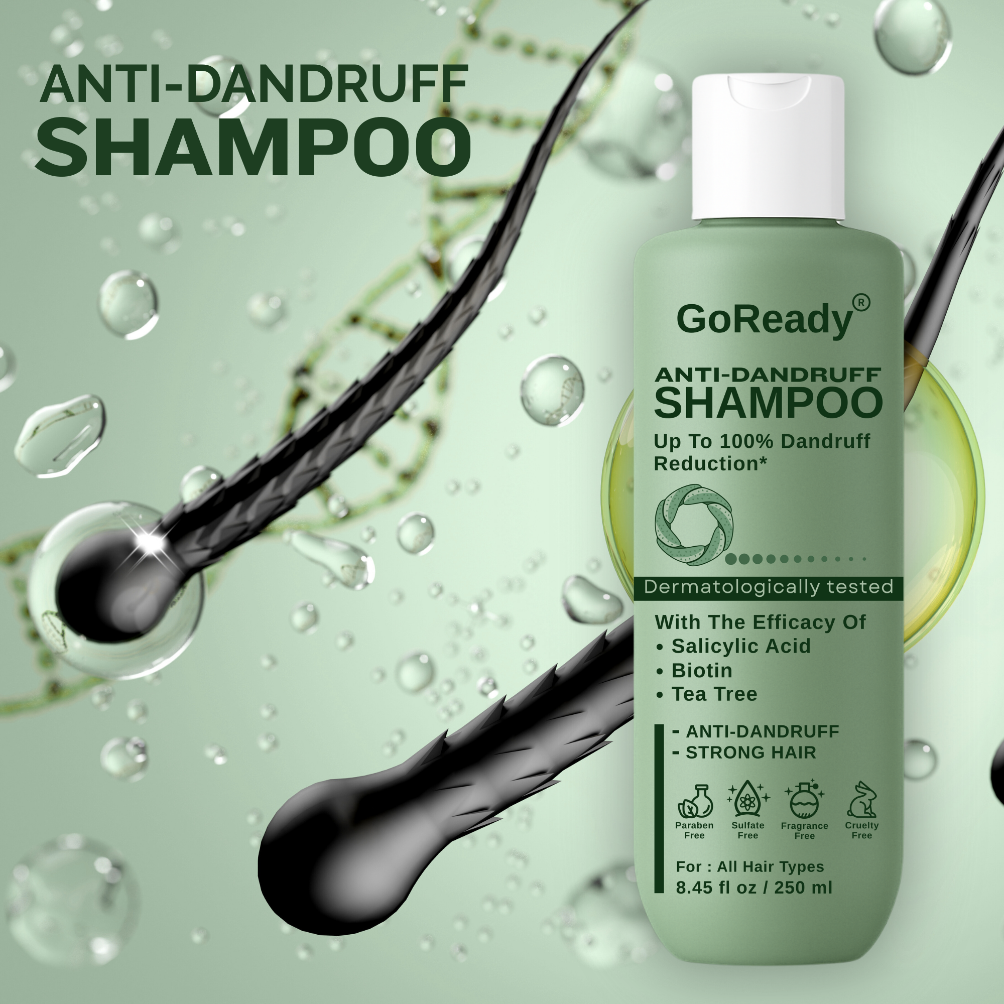 GoReady® Anti-Dandruff Shampoo - Strengthens Hair with Salicylic Acid & Biotin  (250 ml)